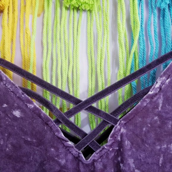 American Eagle Strappy Crushed Velvet Tank Top - Picture 4 of 7